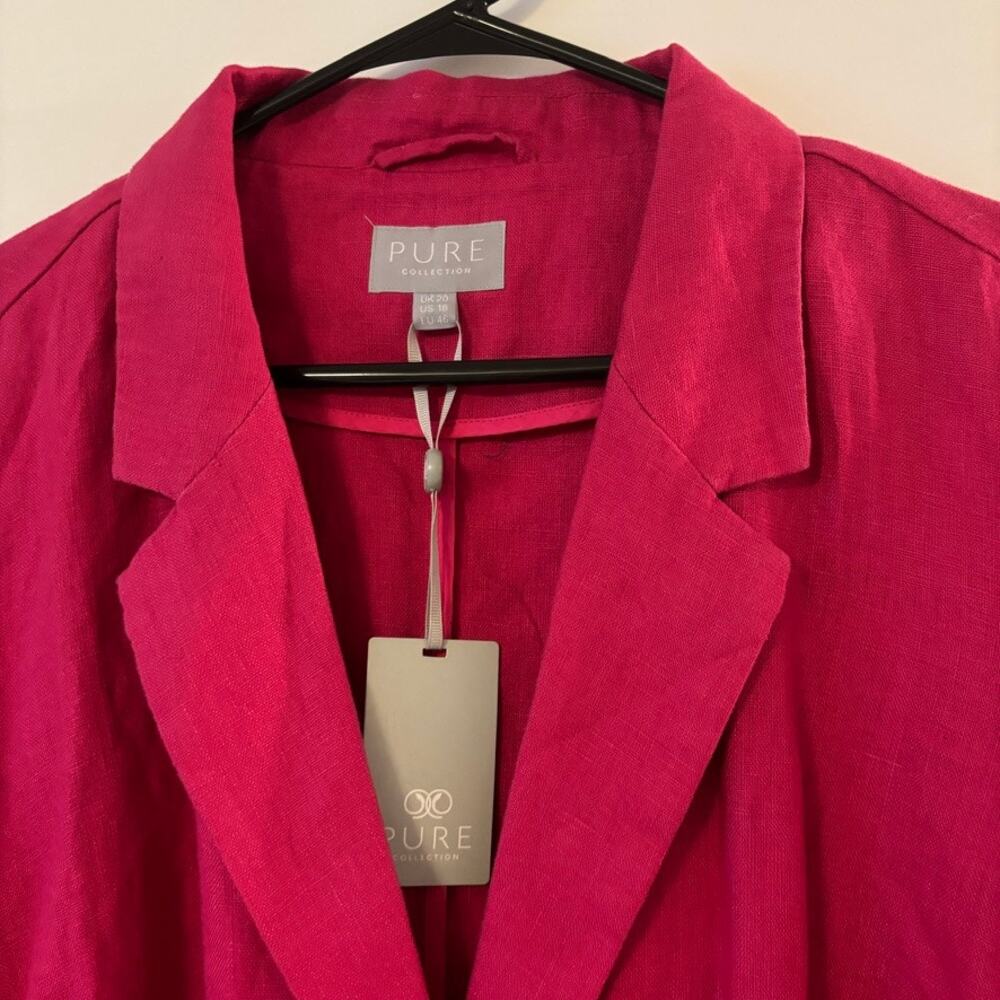 NWT Pure Collection Talbots Blazer Pink  SZ 18 100% Linen 2 Button - Picture 3 of 14